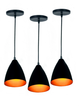 3 Unidades Luminaria Modernas Pendentes Sala Jantar De Teto Preta