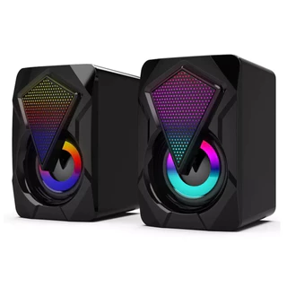 Caixa de Som RGB Gamer PC | Luz Respiração Fria | Alto-Falante Potente Surround