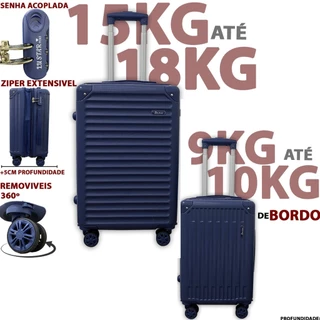 Kit 2 Malas de viagem N21 e N18 De Bordo E Despacho Roda Dupla 360 + Cadeado 15kg e 9kg Promoção em Oferta na Shopee