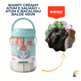 Wanpy Creamy Petisco para Gatos Snack Cremoso Atum e Salmão + Atum e Bacalhau Balde 40 Sachês em Oferta na Shopee