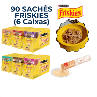 Kit 90 Friskies Gatos Ração Umida Sachês Alimento Úmido Sabores Diversos em Oferta na Shopee