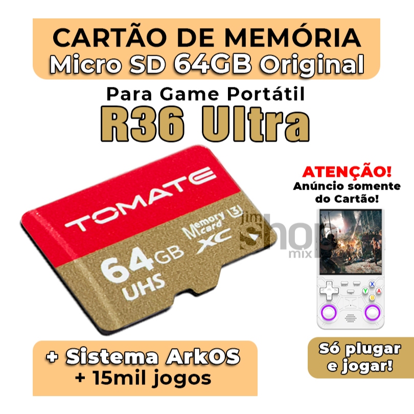 Cartão MicroSD Original Para R36 Ultra +Sistema ArkOS +15mil jogos