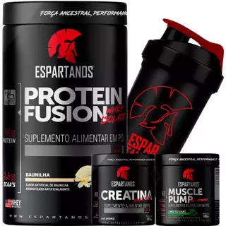 KIT Whey Protein Fusion + Creatina + Pré Treino + Shaker - ESPARTANOS