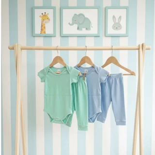 Kit 4 Peças Mijão Calça e Body Malha Tamanhos P/M/G Bebê em Oferta na Shopee