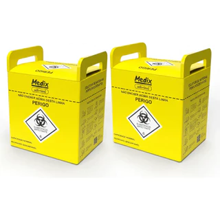 Kit 2 Caixas Perfurocortante 13L com Alça para Transporte Seguro Medix