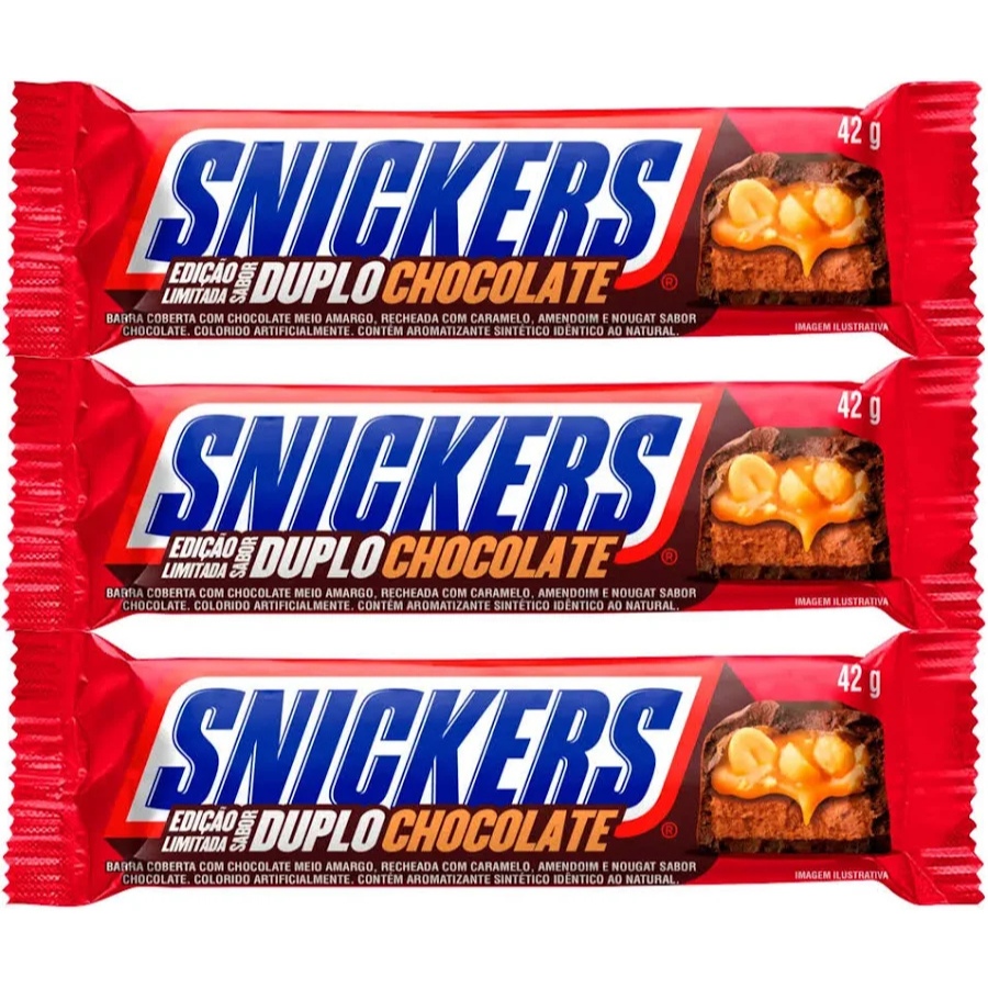 Kit 3 Chocolate Snickers Sabor Duplo Chocolate 42g - PROMOÇÃO | Shopee ...