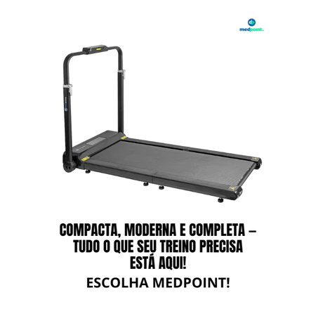 Esteira Dobravel Eletrica Medpoint Caminhada Corrida Leve Portatil Exercicio Apoio de Mão Display