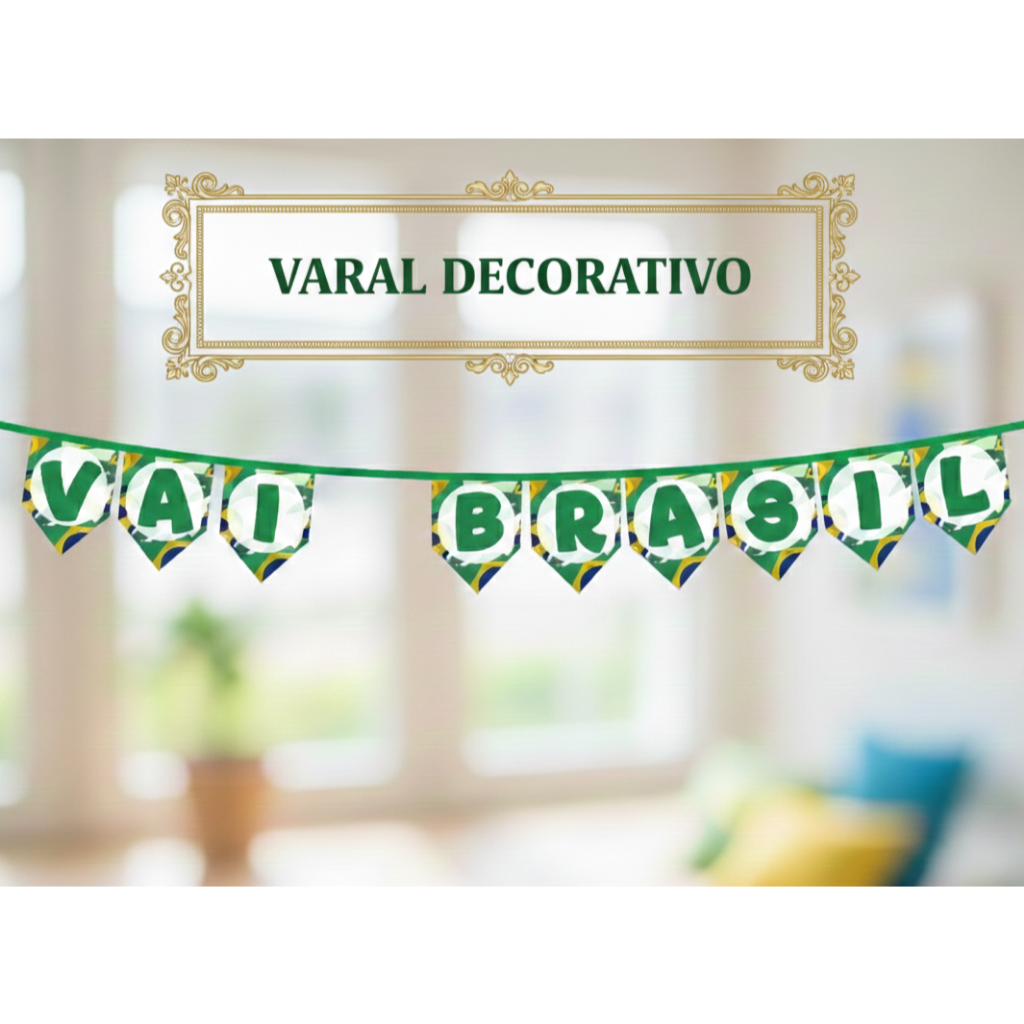 Bandeirola Varal Brasil Decoração Copa do Mundo Festa Junina Torcida Verde Amarelo Personalizado em Oferta na Shopee