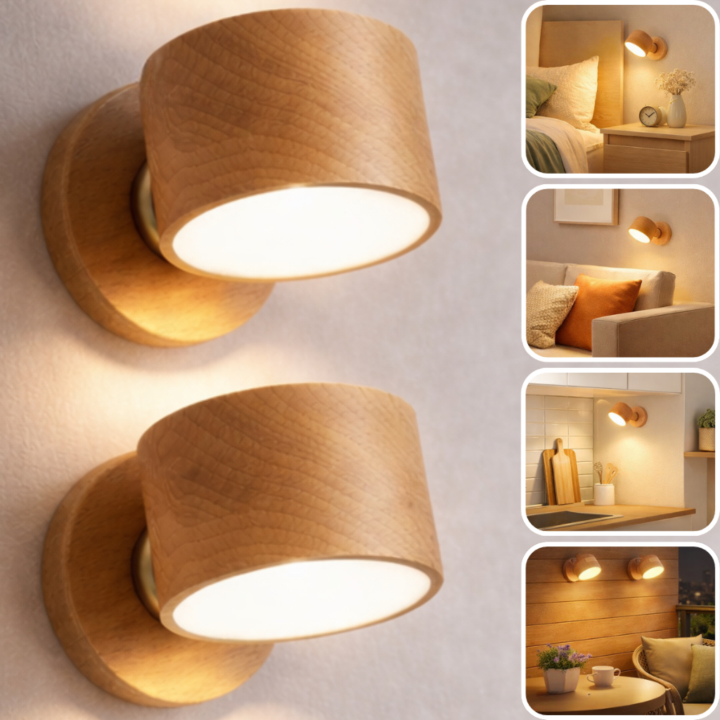 Kit 2 Arandela Led Recarregável Parede Abajur Cabeceira Luz Quarto Usb Interna Banheiro Cozinha Corredor Lâmpada Gira