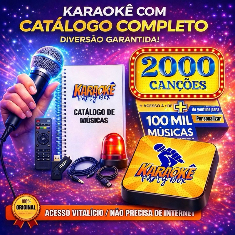 Karaoke Party Box Profissional Com Pontuação + 2000Músicas +Catálogo ...