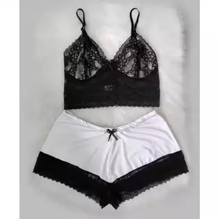 Baby Doll Cropped Feminino Plus Size Pijama Feminino 36 ao 52 Babydoll com Renda em Oferta na Shopee