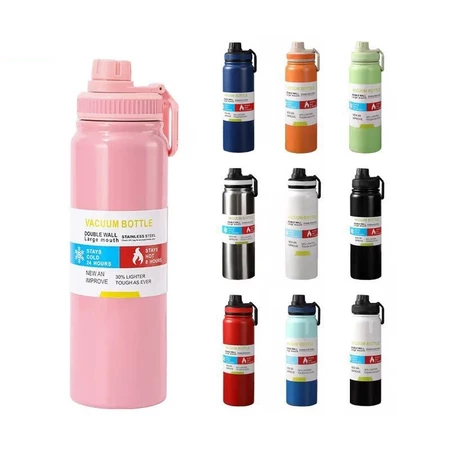 Garrafa térmica preta com tampa prata