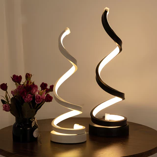 Luminaria Abajur LED Espiral Com 3 Ajustes Na Tonalidade De Luz - Cores Preto, Branco 5V
