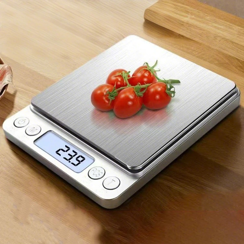 Balança de Cozinha Digital Aço Inox Premium 1g Alta Precisão 3/5/10kg ...