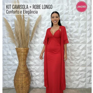 Robe + Camisola Feminina Lingerie Kit Perfeito para mais conforto e elegância tecido leve e confortável em Oferta na Shopee