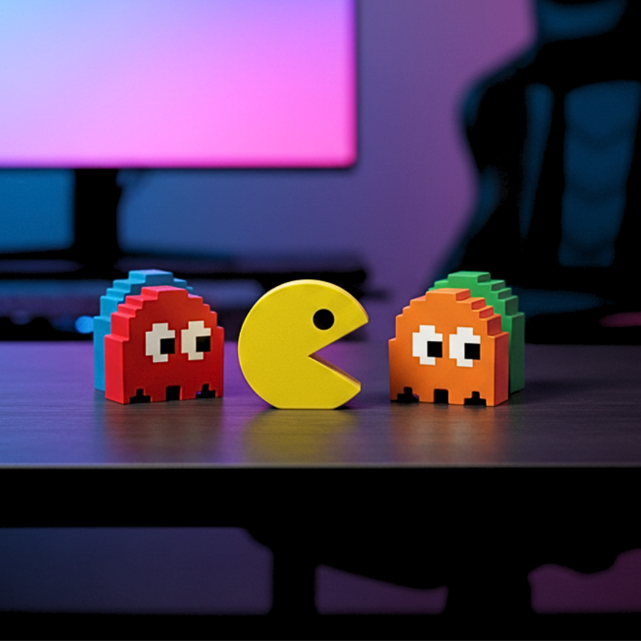 Personagens Gamer de Coleção: Kit Pac-Man 5 Peças Oferta Slim