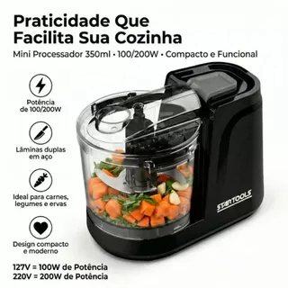 Mini Processador Elétrico 350ml 100W 127V Ou 200W 220V Triturador Compacto Alta Potencia Preto em Oferta na Shopee