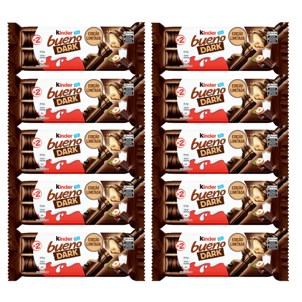 10 Wafer De Chocolate Kinder Bueno Dark Ediçao Limitada 43g | Shopee Brasil