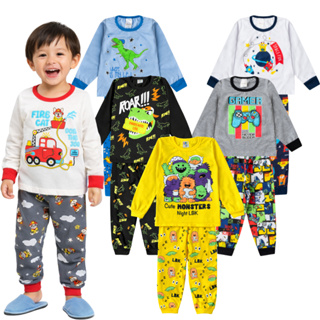 Kit 4 peças pijama infantil masculino 2 calças e 2 blusas manga longa frio menino inverno criança em Oferta na Shopee