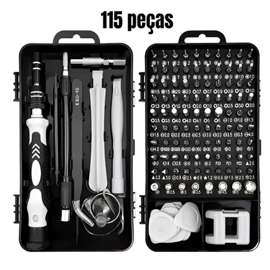 Jogo Chaves De Fenda Precisão Com 115 peças 1 Kit Ferramentas P/ Manutenção Celular Notebook Tablet Reparação