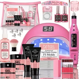 Kit Alongamento de Unha em Gel Polygel Poligel Fibra 3 em 1 Completo + Cabine Lixadeira Nécessaire em Oferta na Shopee