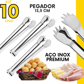 Pegador De Aço Inox Carne Gelo Frutas Fondue Petisco Frios Pinça Multiuso