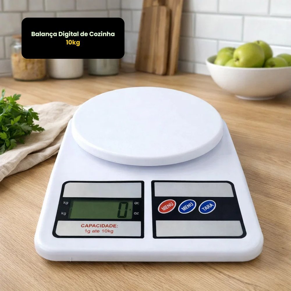 Balança Digital de Cozinha 10kg Alta Precisão com Visor LCD Ideal Dieta ...