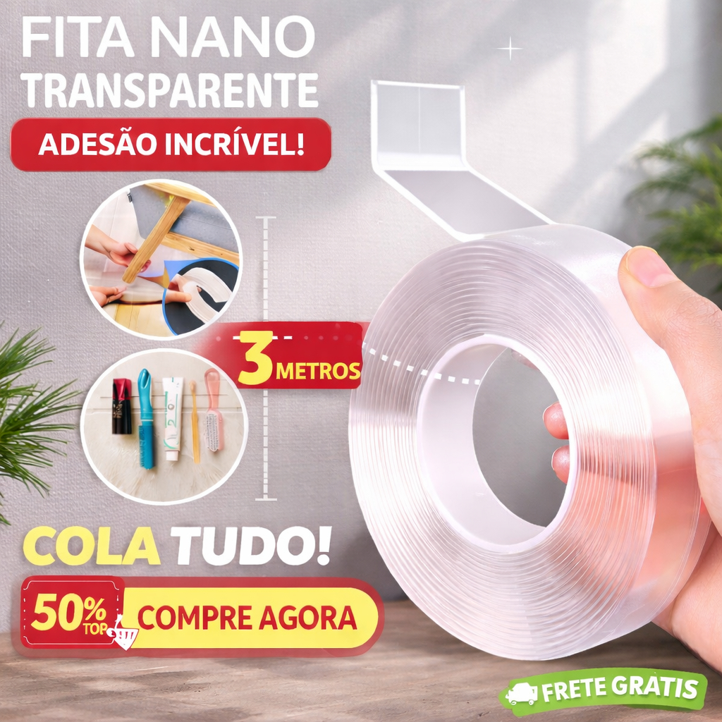 Fita Dupla Face 3M Transparente Extra Forte Silicone Mágica Para Parede ...