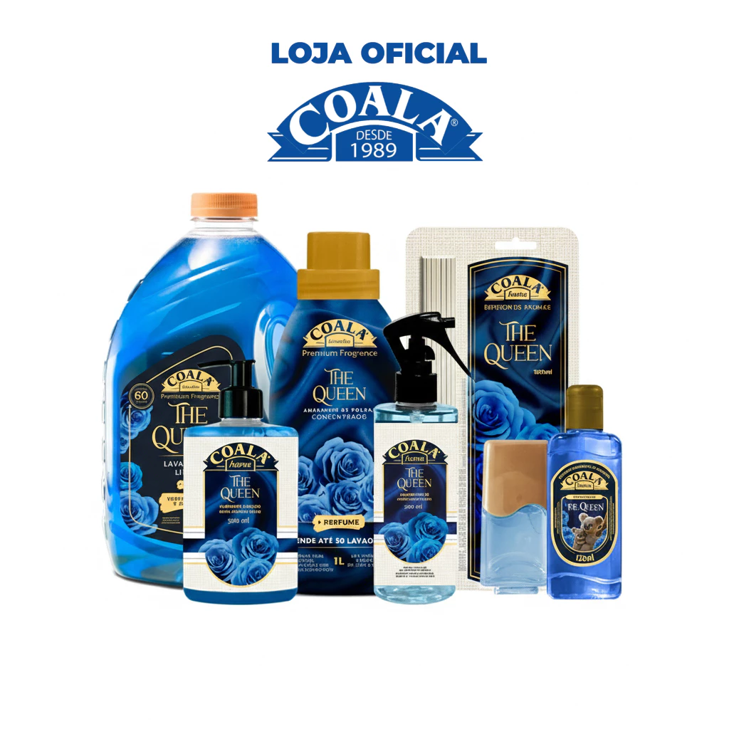 Kit completo de produtos de limpeza e aromatização Coala linha The Queen