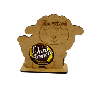 KIT Lembrancinhas Ovelha da Páscoa Ele vive Porta Bombom Feliz Páscoa 9cm x 10cm x 3cm em MDF FESHOP em Oferta na Shopee