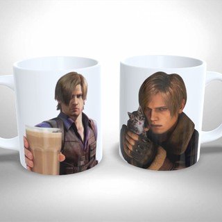 Caneca Personalizada Meme Leon Resident Evil Cafézinho Gatinho - Presente