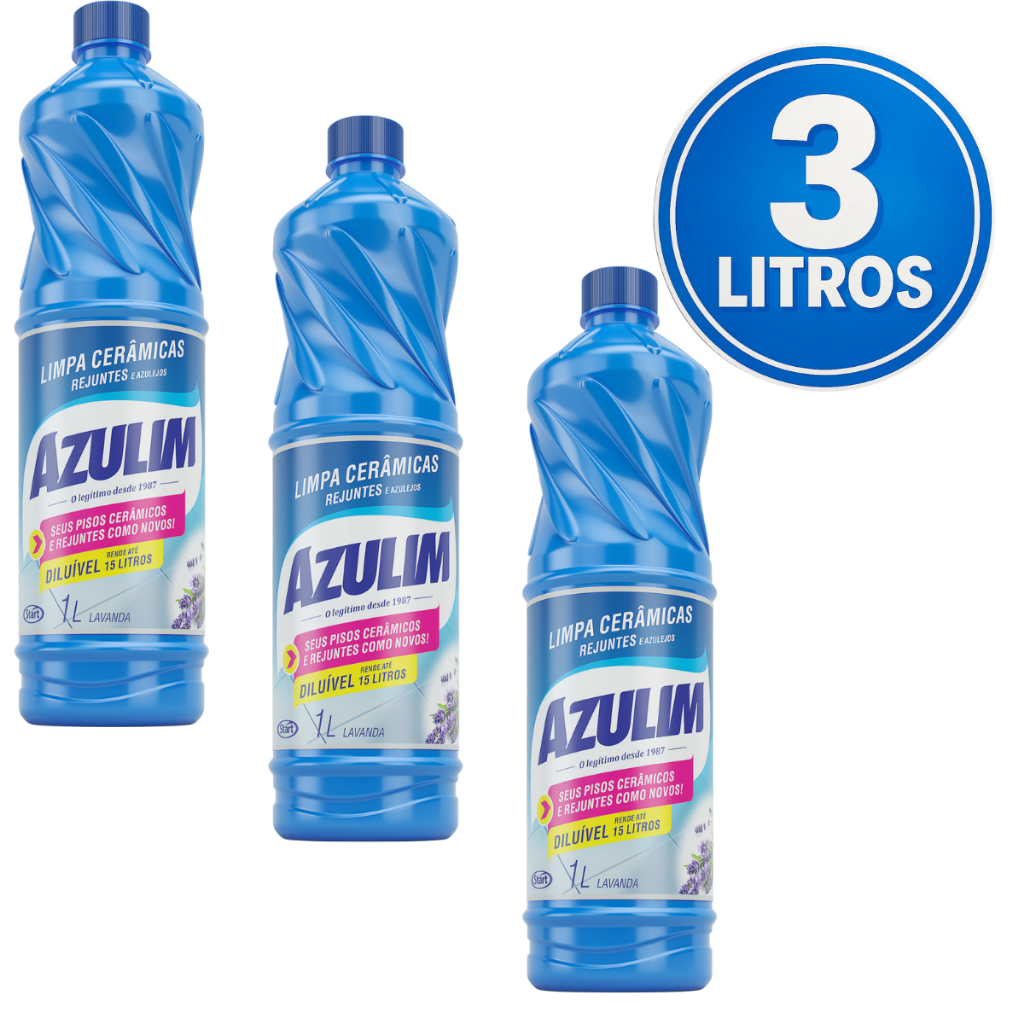 Kit com 3 Limpa Cerâmica Lavanda Azulim Pisos 1Lt Remove Encardido ...