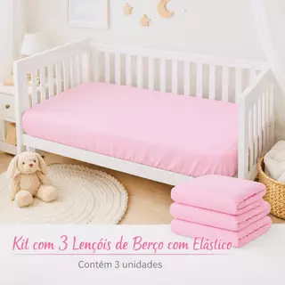 Kit 3 Lençol Berço Americano Percal 400 Fios Macio com Elástico 130x70cm Menina e Menino em Oferta na Shopee