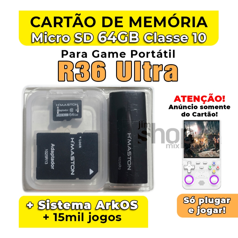 Cartão MicroSD Original Para R36 Ultra +Sistema ArkOS +15mil jogos