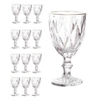 Jogo De Taça De Vidro 12 / 6  Unidades Diamond 320ml Transparente Cristal 123 Útil