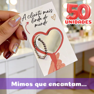 50UN Lembrancinha Mimo para Cliente Loja Espelho Chaveiro em Oferta na Shopee