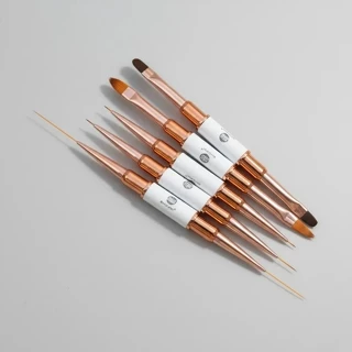 Kit 5 Pincéis Dupla Ponta 2 em 1 para Nail Art Profissional – Unhas em Gel, Polygel e Decoração em Oferta na Shopee