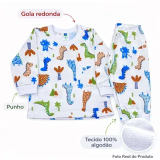 Kit Pijamas Infantis Bebê Conjunto Manga Longa 100% Algodão Estampada Menino e Menina 0 a 3 anos em Oferta na Shopee