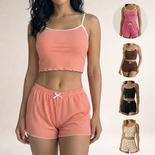 Conjunto Baby Doll Feminino Verão Canelado | Pijama Baby Dool Sem Bojo Confortável em Oferta na Shopee