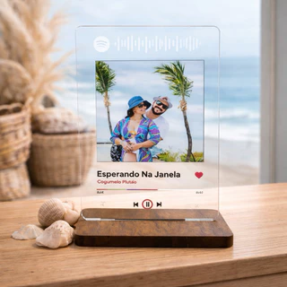 Quadro Spotify Personalizado em Acrílico com Foto, Frase Personalizada Dia dos Pais, Mães, Namorados