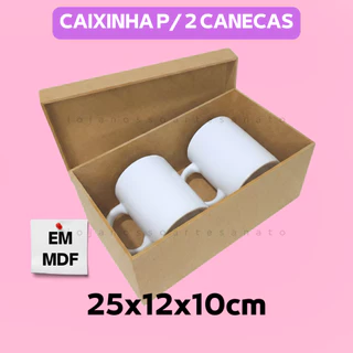 Caixa MDF Para 2 Canecas 25x12x10cm Lembrancinha Presente Embalagem