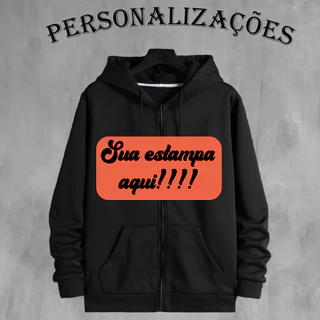 Moletom Canguru Com Zíper Personalizado Unisex Premium