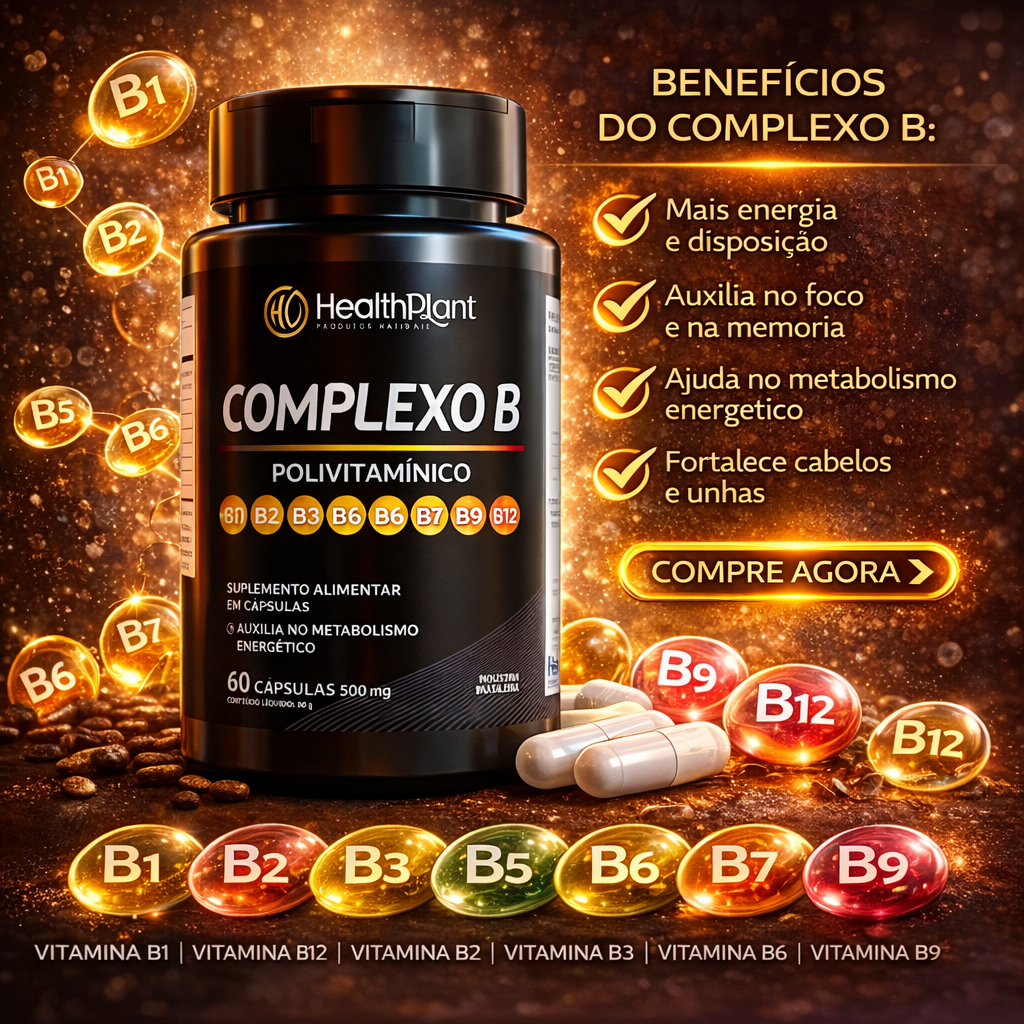 Complexo B Completo – Vitaminas B1 B2 B3 B5 B6 B7 B9 B12 para Energia e ...