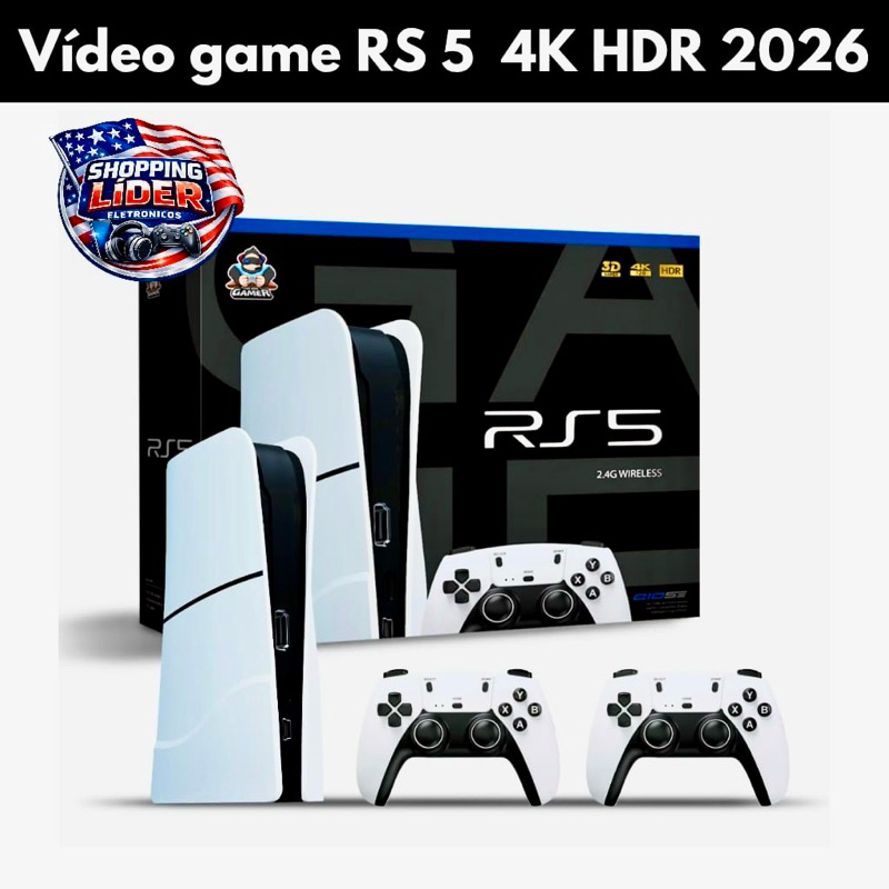 Game Stick RS5 Retro + 2 Controles Sem Fio | 4K | 40.000+ Jogos