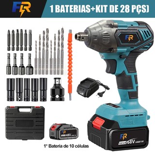 Chave de Impacto Elétrica Sem Fio Com 68V Bateria  Motor Brushless 4 Pecas Soquetes — foto 3 — Achou Levou Brasil
