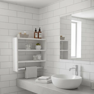 Nicho de Banheiro MDF Branco Multiuso Organizador de Parede em Oferta na Shopee