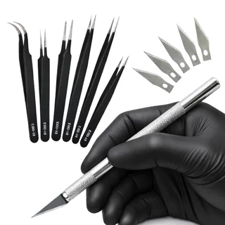 Kit Estilete De Precisão Bisturi Para Corte 5 Laminas + 6 Pinças Artesanato Arte Profissional em Oferta na Shopee