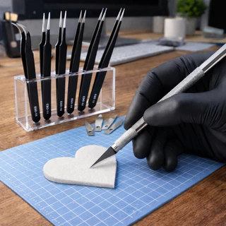 Kit Estilete De Precisão Bisturi Para Corte 5 Laminas + 6 Pinças Artesanato Arte Profissional em Oferta na Shopee