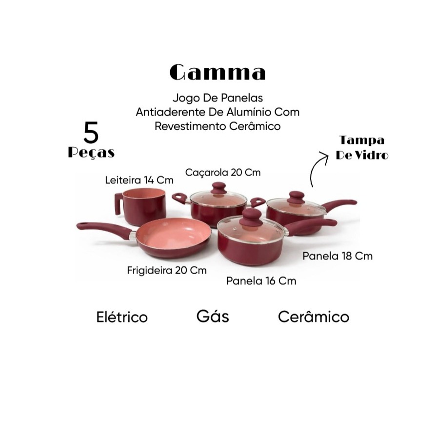 Conjunto de Panelas 5 Peças Linha Vienna – Gamma | Shopee Brasil