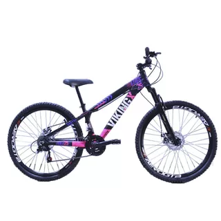 Bicicleta Vikingx tuff25 Preto com Rosa rodas Aero Aro 26 Cambios Importados 21V freio a disco em Oferta na Shopee
